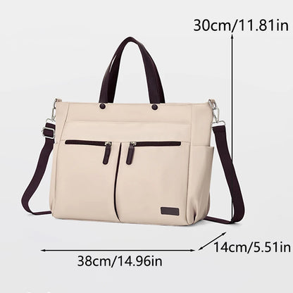 【 Laptop Bag 】 Nylon casual ladies' laptop bag, daily commuting briefcase, lightweight double main pocket single-shoulder bag