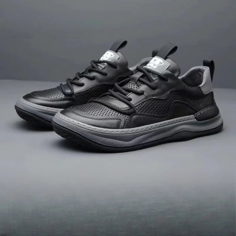 business man shoes leather black white platform men's sneakers and casual shoes high quality designer luxury shoes heren schoene