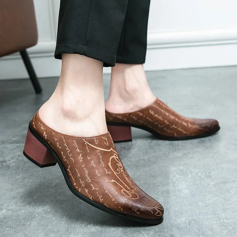 Men's Shoes High Quality Leather Casual Slippers Men Baotou Slippers Classic Slip-On Loafers Casual Leather Shoes Zapatos Hombre