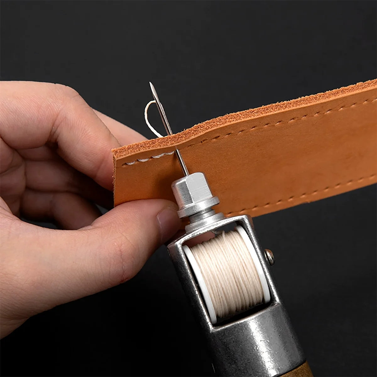 1 Set of Leather Craft Sewing Tools Set, Including Waxed Thread, Wooden Handle Hand Sewing Needle, Beginner Leather Repair