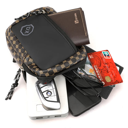 Casual Business Shoulder Bag for Men PU Leather Messenger Bag Wide Strap Crossbody Bags Plaid Designer Male Sling Bags