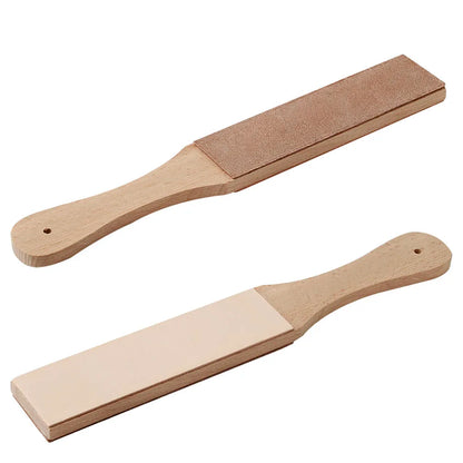 Sy Tools Sharpening Board Leather Craft Sharpener Wooden Handle Dual Sided DIY Leather Polishing Board Tool No Polishing Paste