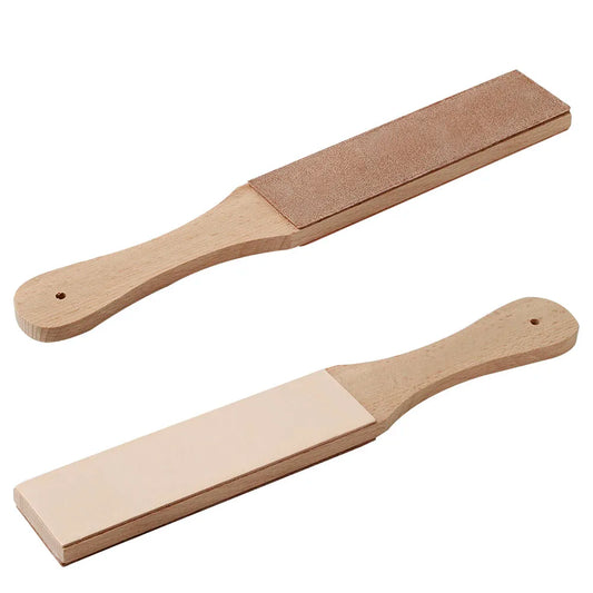 Sy Tools Sharpening Board Leather Craft Sharpener Wooden Handle Dual Sided DIY Leather Polishing Board Tool No Polishing Paste