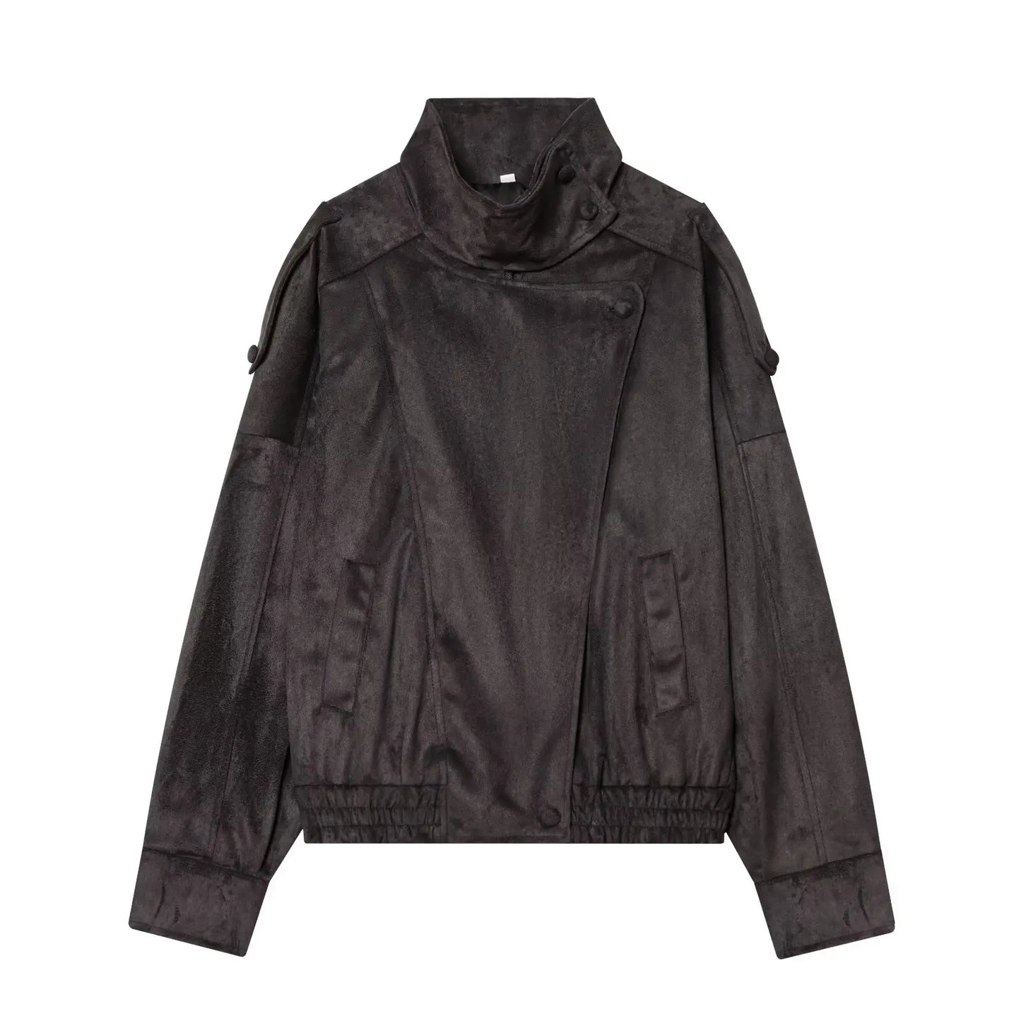 Women's Jacket Fall 2025 New Black Long Sleeve Pebble Faux Leather Jacket Motorcycle Style Personality Fashion