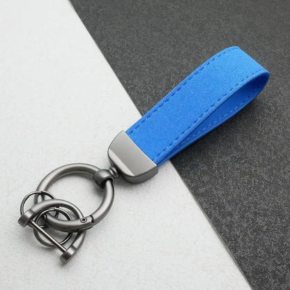 Leather Car Keychain, High-End Car Metal Key, Suede Pendant, Leather Ornament Metal Car Keychain Ring Accessories