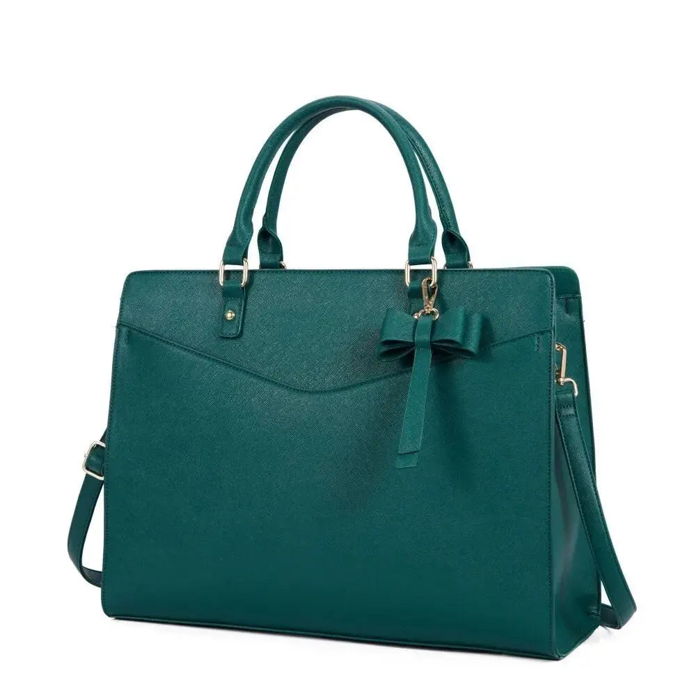Laptop Bag for Women 15.6 Inch PU Leather Laptop Tote Bag Work Business Office Briefcase Large Lightweight Handbag Shoulder Bag