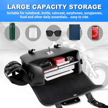 1 Pair Motorcycle Saddlebags with Cup Holder Panniers Rear Side Bags Luggage Storage PU Leather Large Capacity Waterproof