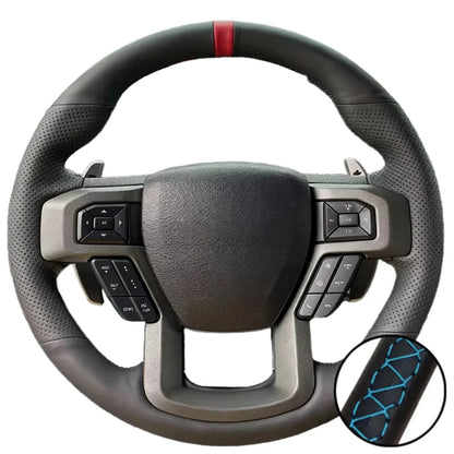 Hand Stitched Microfiber Leather King Ranch Lariat Platinum XL XLT 2015-2017 Volant Steering Wheel Cover For Ford F-150