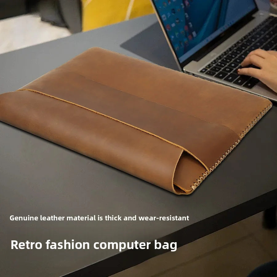 New Laptop Bag Cowhide Retro Fashion Protective Case Macbook Liner Tablet Storage Clutch Bag