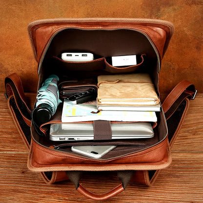Leather shoulder bag men's business leisure first leather computer bag leather travel backpack