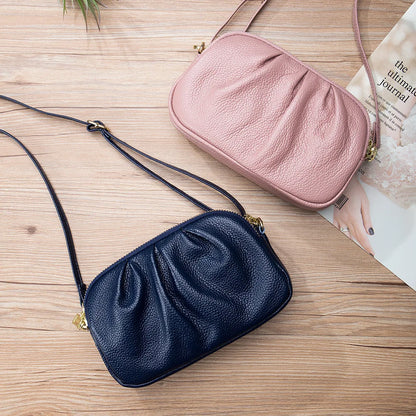 Genuine Leather One Shoulder Bag Women Fashion Crossbody Bag Designer Small Handbag Earphone Key Lipstick Phone Pouch Messenger
