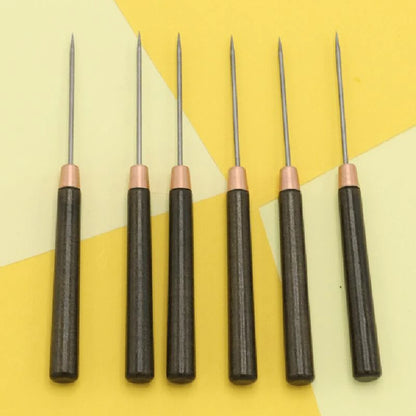 Professional Leather Wood Handle Awl Tools, Leather Craft, Stitching Sewing Accessories, Sewing Stitching, 2Pcs