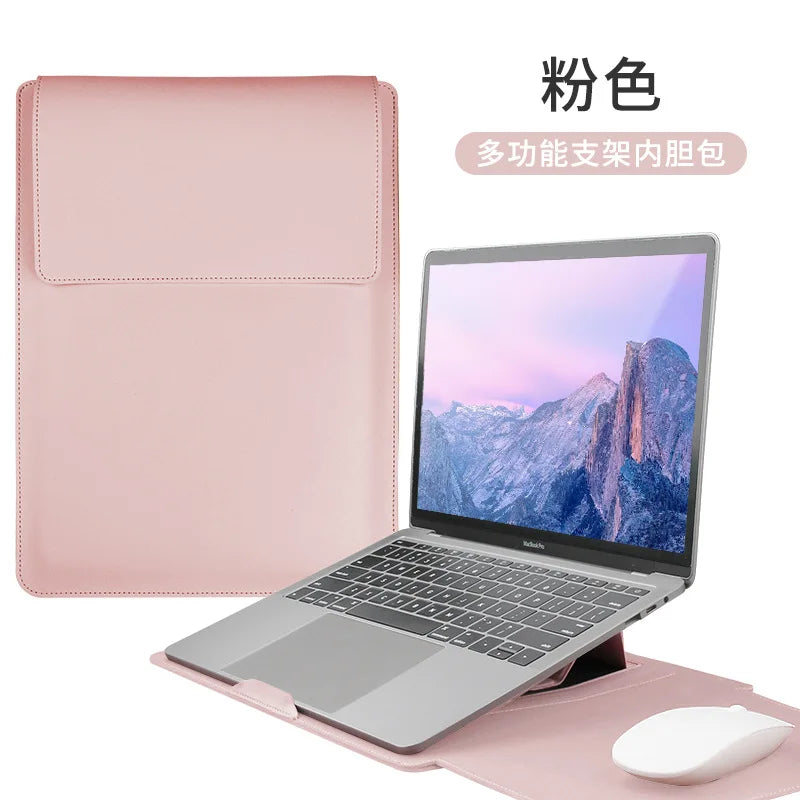 Custom Name Leather 14 Inch Laptop Bag Set Large Capacity Mouse USB Storage Bag Business Computer Stand Waterproof Briefcase