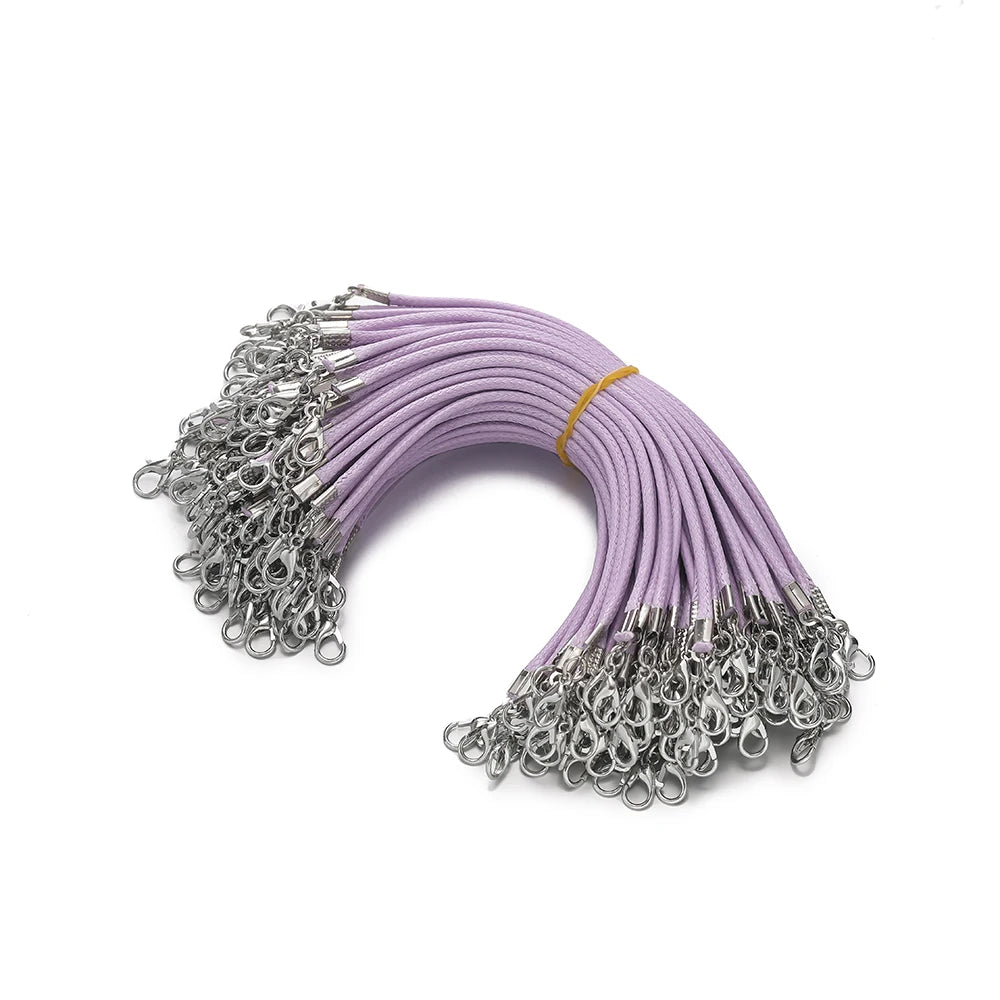 10pcs 2mm PU Leather Wax Thread 13cm Braided Strings With Alloy Lobster Clasp Bracelet Cord for DIY Jewelry Making Supplies