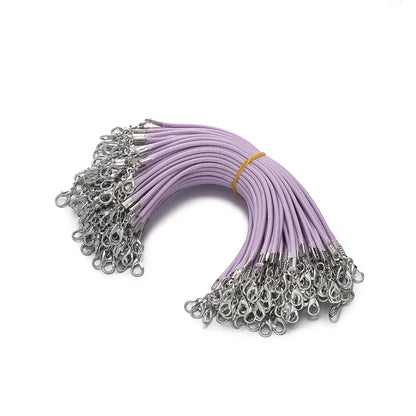 10pcs 2mm PU Leather Wax Thread 13cm Braided Strings With Alloy Lobster Clasp Bracelet Cord for DIY Jewelry Making Supplies