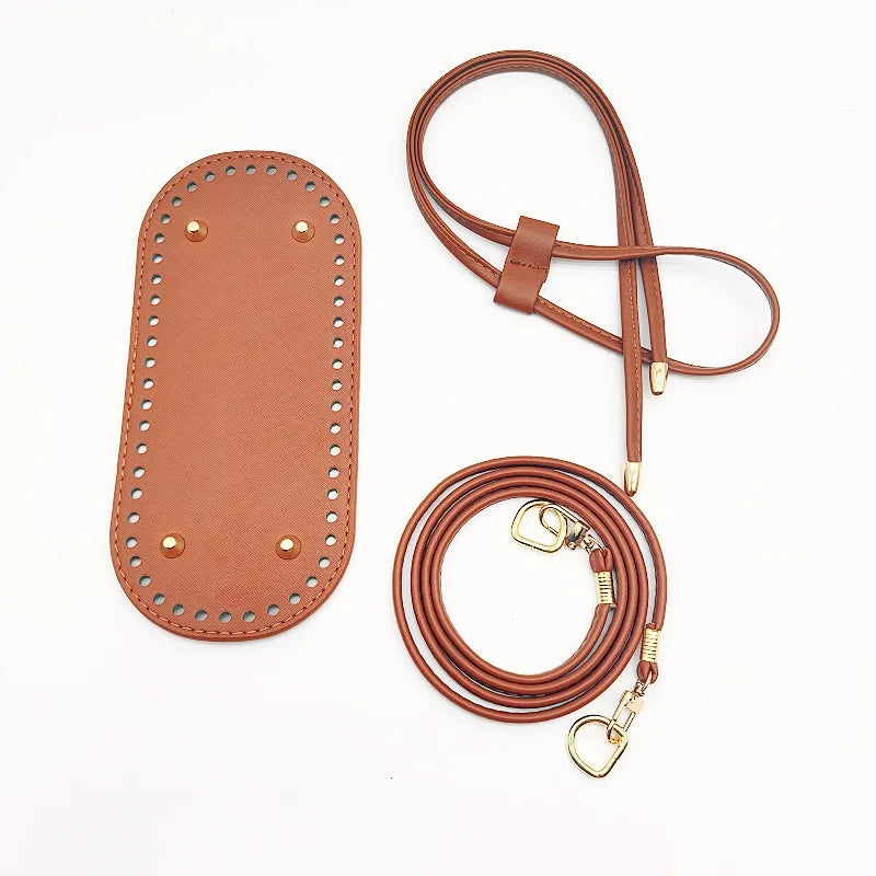 3-Piece DIY Crochet Bag Accessories Set - Adjustable Shoulder Strap, Drawstring Closure, Durable Faux Leather Base, Handmade Bag Accessories, for Handmade Crafts, DIY Wallets and Handbags, Handmade Bag Accessories |   Vibrant