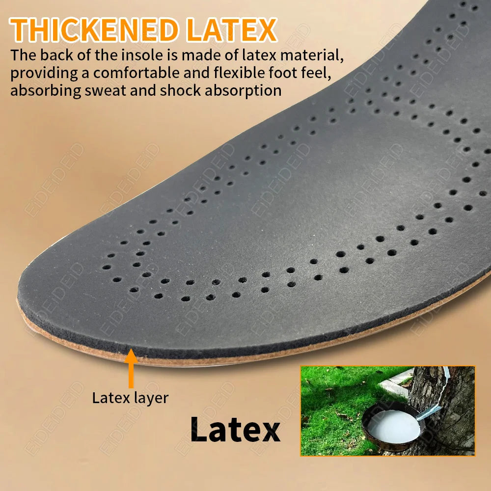 Leather Insoles For Shoes Men Women Breathable Cowhide Shoe Pads Massage Shock Absorption Cushion Sneakers Sole Insert Insole