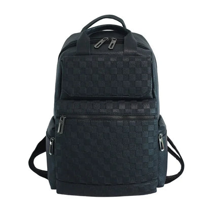 Fashion Plaid Men's Backpack Luxury Travel Backpacks Men Large Capacity Laptop Bags Soft Leather Backbags Student School Bag
