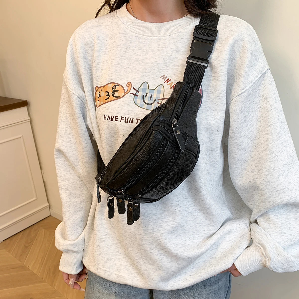 Leather Waist Bag Casual Small Square Hip Packs Crossbody Multi-function Outdoor Phone Pouch Belt Bag Fanny Pack Shoulder Bags