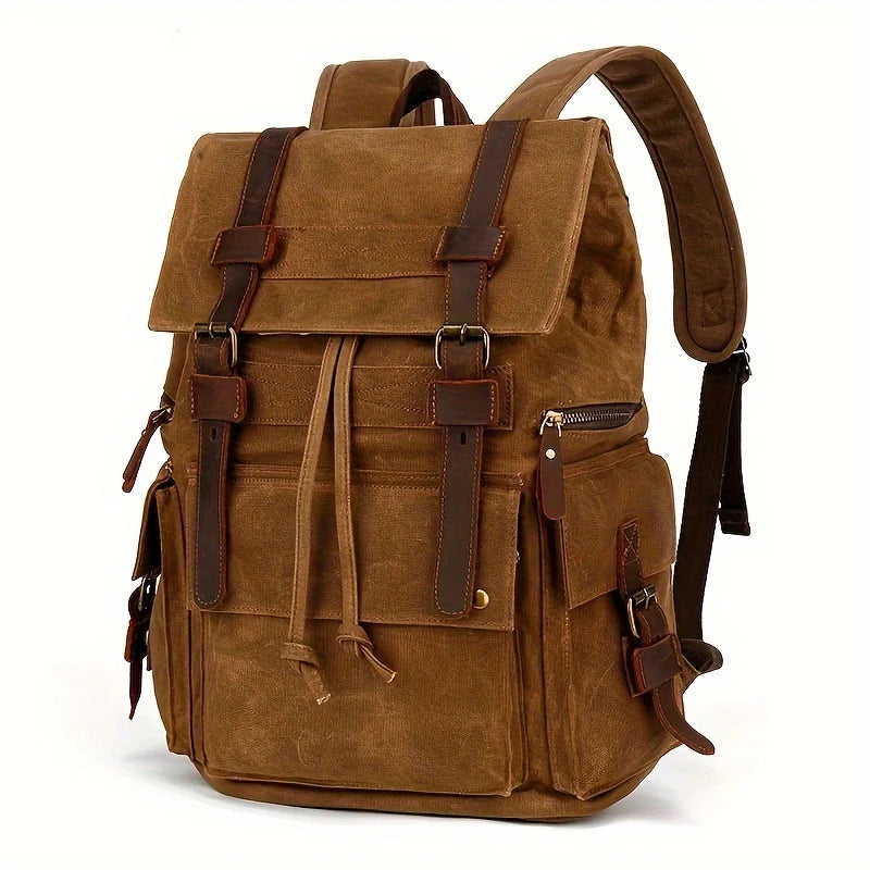 Vintage canvas backpack Leather canvas Backpack Backpack 15-inch laptop tote satchel Academy Shoulder Hiking bag