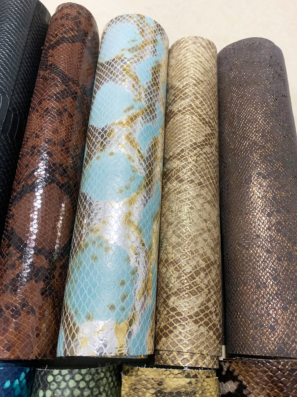 30x60cm Embossed Python Head Leather Cowhide Embossed Leather Handmade DIY Leather Handmade Leather Fabric Various Colors