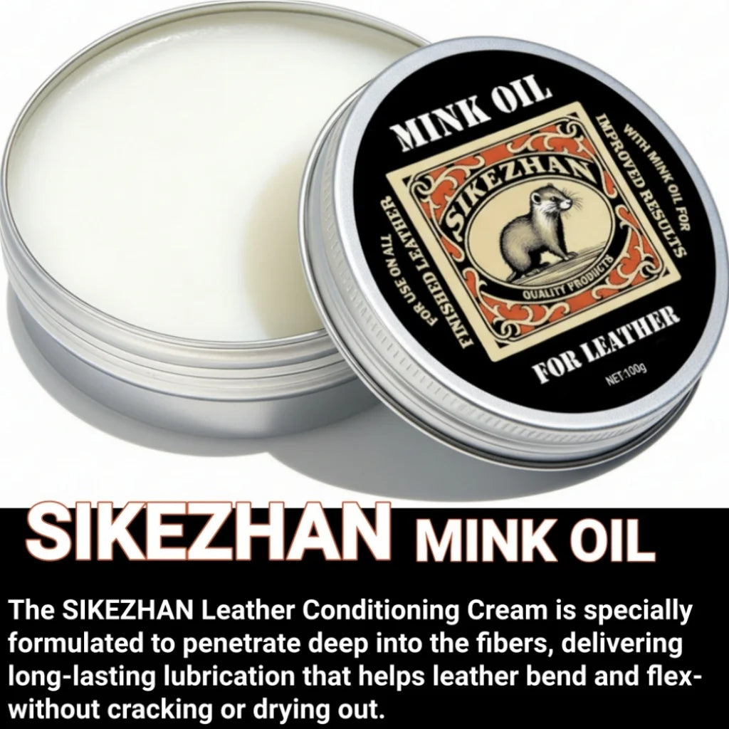 Mink Oil Leather Conditioner Balm for All Leather Products – Natural Odorless Care Cream for Shoes, Boots, Bags, Sofa