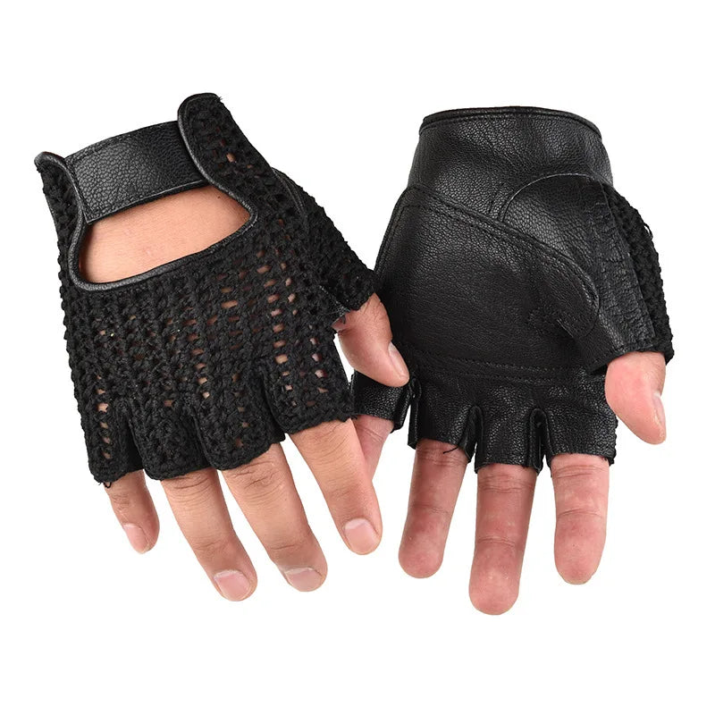 Sheepskin Leather Mesh Breathable Summer Fitness Sports Exercise Training Gym Gloves Multifunction Non-slip Tactical Gloves
