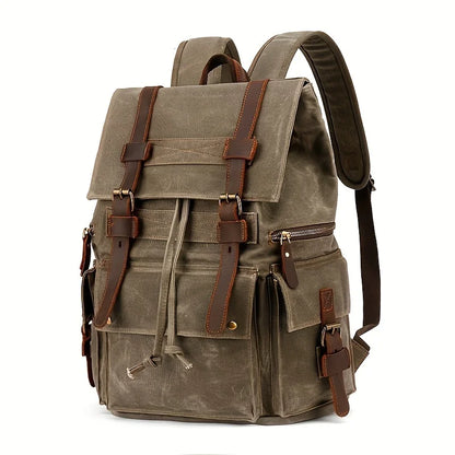 Vintage canvas backpack Leather canvas Backpack Backpack 15-inch laptop tote satchel Academy Shoulder Hiking bag