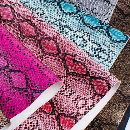 PU Snakeskin Faux Leather Fabric Roll No Adhesive for Bag Belt Headboard Sofa Upholstery Artificial Leather Animal