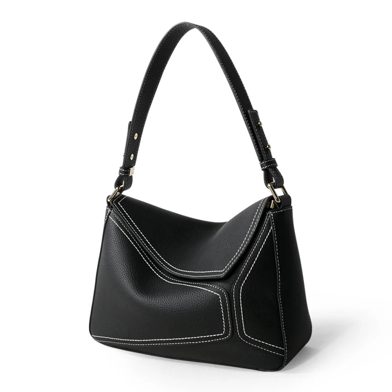 Women's Bag Genuine Leather Geometric Tote Bag 2024 Autumn Lady Underarm Shoulder Bag Female Popular Commuter Messenger Handbag