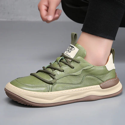 Genuine Leather Men's Shoes Thick Soles Breathable Hollow Out Casual Shoes Outdoor Men's Sports Shoes Loafers Shoes