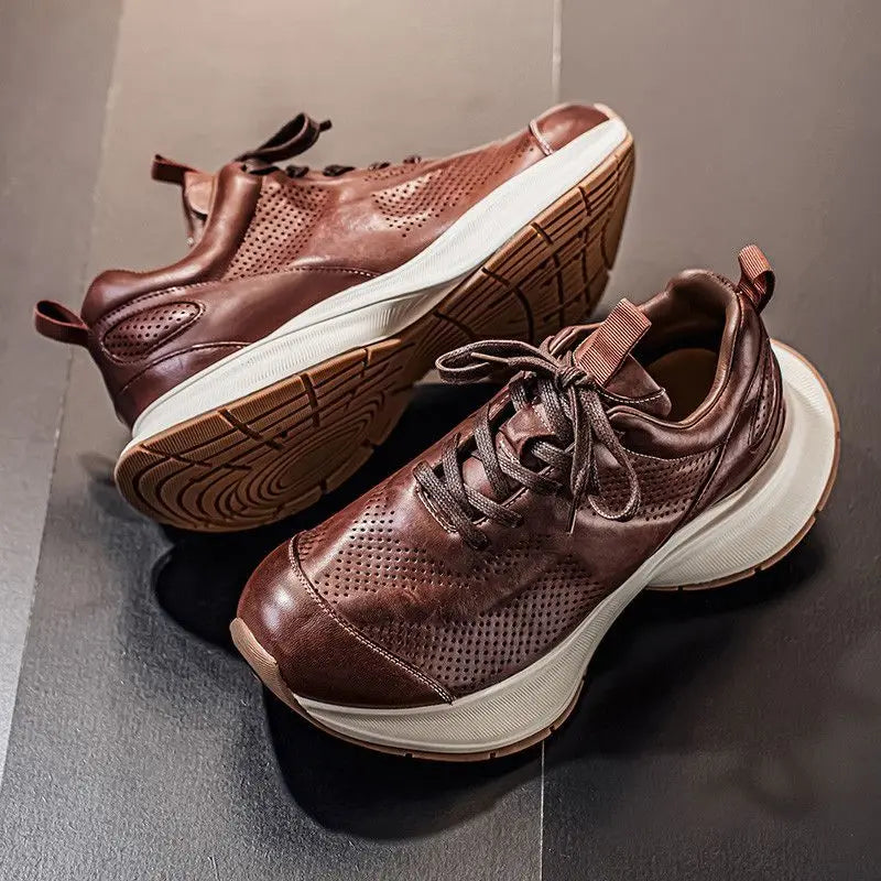 British Style Men's Casual Leather Shoes Luxury Lightweight Outdoor Leisure Baskets Hommes Retro Winter Men's Sneakers man shoes