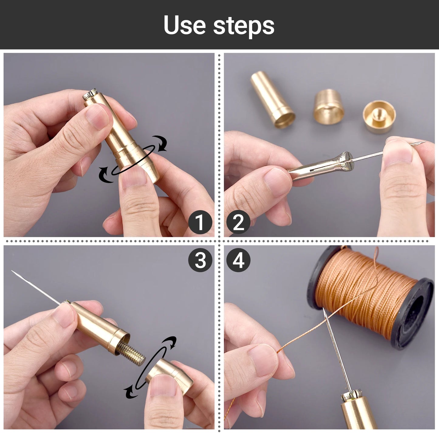 Leather Sewing Kit Awl Needle Waxed Thread Hand Quilting Needles Sewing Awl For Beginner Leather Stitching Bags Shoes Wallets