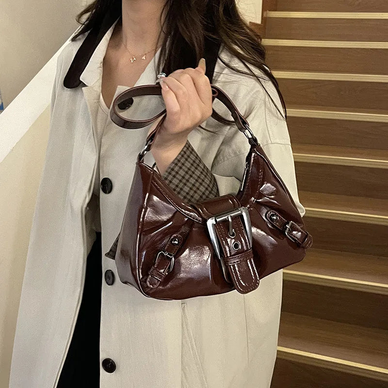 Women Leather Tote Bag Single Shoulder Handbag with Zipper Fashion Casual Purse for Ladies