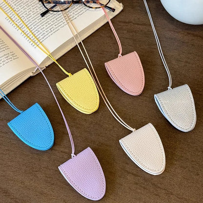 Leather Neck Strap Glasses Bag Simple Hanging Neck Pouch Pendant Storage Hanging Rope Sunglasses Clip Women Fashion Accessories
