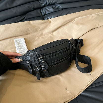 Leather Waist Bag Casual Small Square Hip Packs Crossbody Multi-function Outdoor Phone Pouch Belt Bag Fanny Pack Shoulder Bags