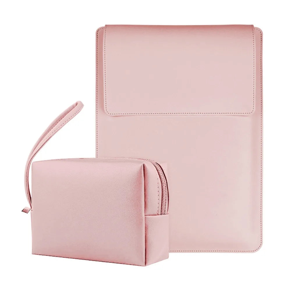 With Small Bag Laptop Sleeve Bag Bracket Design PU Leather Laptop Sleeve Case Adjustable Waterproof Laptop Bracket Inner Bag