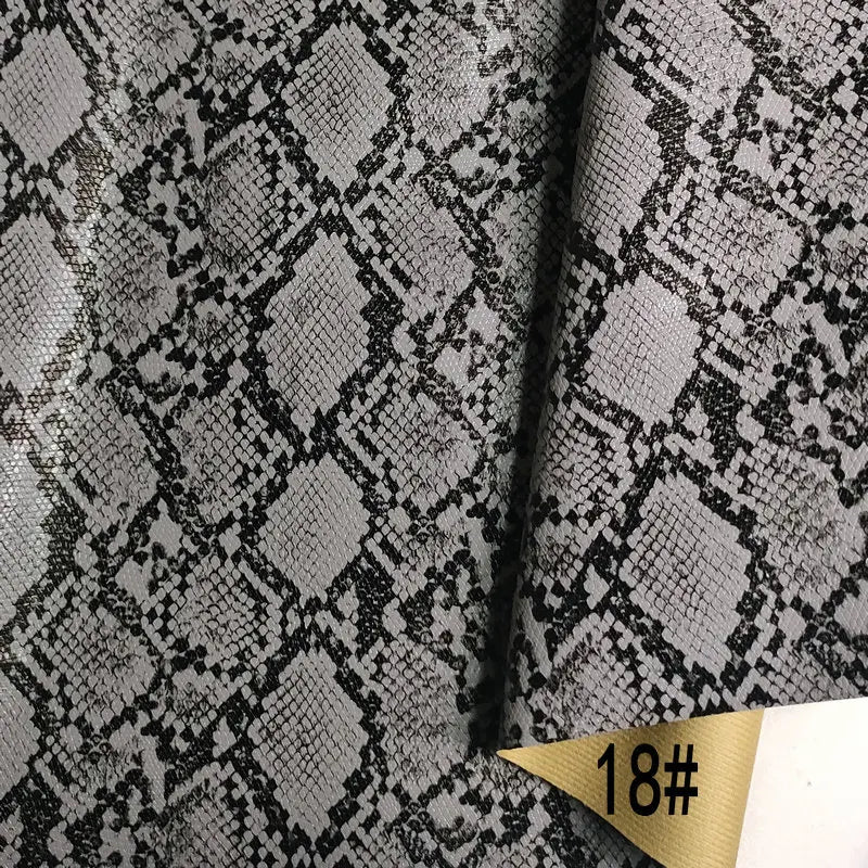 PU Snakeskin Faux Leather Fabric Roll No Adhesive for Bag Belt Headboard Sofa Upholstery Artificial Leather Animal
