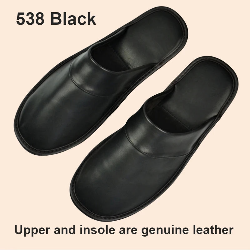 Soft Sheepskin Leather Slippers Homes in indoor slipper Spring Autumn men women elderly non-slip casual single shoes summer