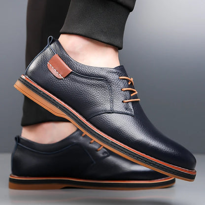 Men's Leather Shoes Anti-Slip Wear-Resistant Commuter Comfortable Casual Shoes for Business-2885