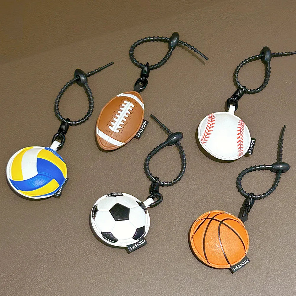 Leather Football Keychain Baseball Basketball Volleyball Leather Pendant Ladies Bag Accessories Car Key Pendant