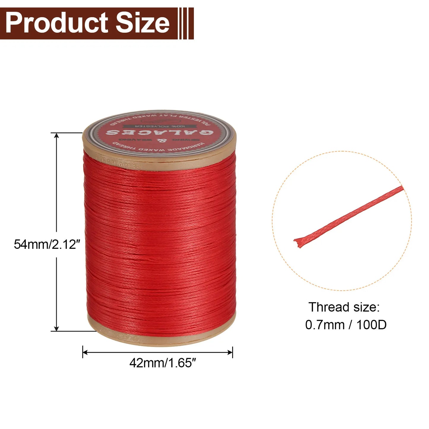 Flat Leather Sewing Waxed Thread 190m / 208 Yards Polyester Wax String 100D Wax Stitching Cord for Leather Crafts Braided