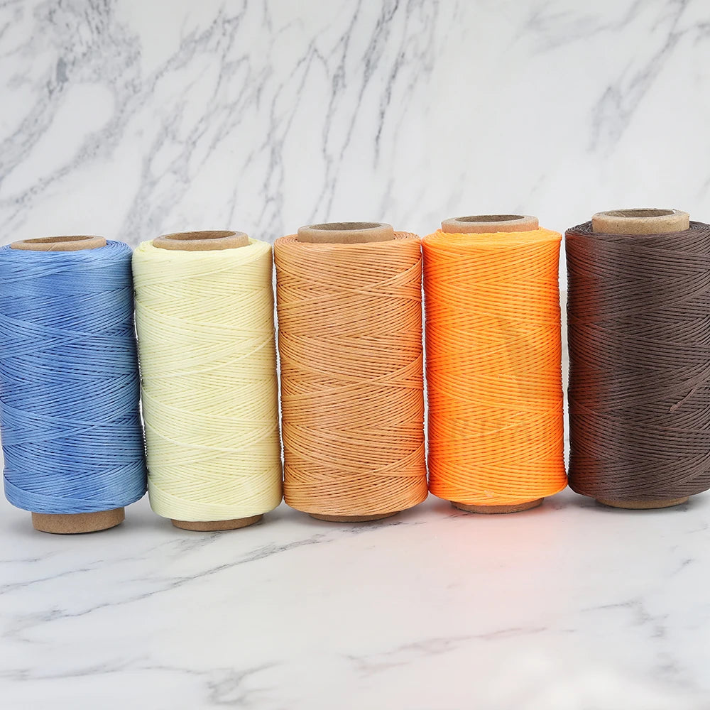 150D 0.8MM Flat Waxed Sewing Thread 260Meters Waxed Thread For Leather Waxed Cord For Leather Craft Hand Stitching Thread