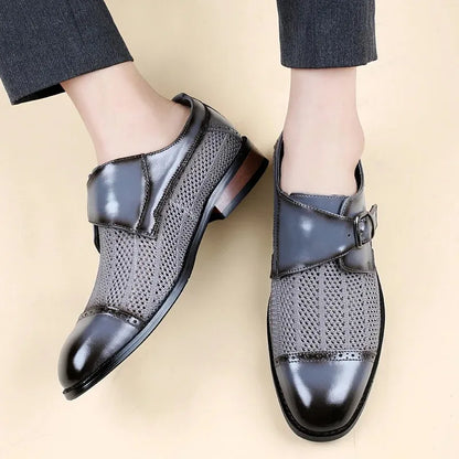 Men Shoes High Quality Hollowed-out Leather Shoes Breathable Casual Footwear Comfort Driving Shoe Hollowed Business Dress Shoes