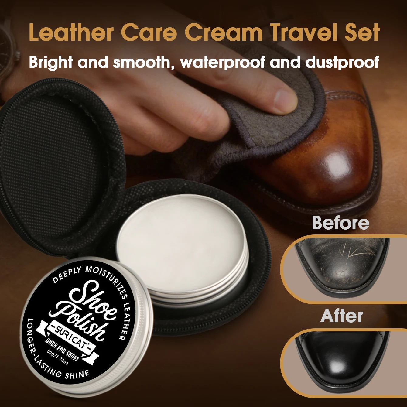 Leather Shoe Care Oil in Aluminum Box, Leather Cleaning and Nourishing Care, Polishing and Maintenance Oil, High-End Shoe and Leather Bag Polishing, Leather Cleaner, Car Seats, Sofas, High-End Leather Bag Cleaning Polishing S