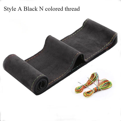 DIY Leather Steering Wheel Covers Soft Fiber Universal Braid Car Steering-Wheel With Needles and Thread Interior Accessories