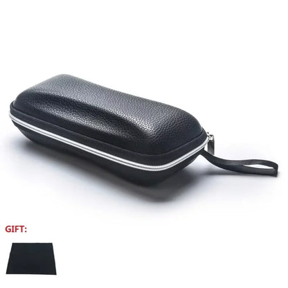 Leather Glasses Case Portable Sunglasses Reading Glasses Carry Bag Hard Zipper Box Protective Case Cover Eyeglasses Accessories