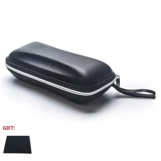 Leather Glasses Case Portable Sunglasses Reading Glasses Carry Bag Hard Zipper Box Protective Case Cover Eyeglasses Accessories