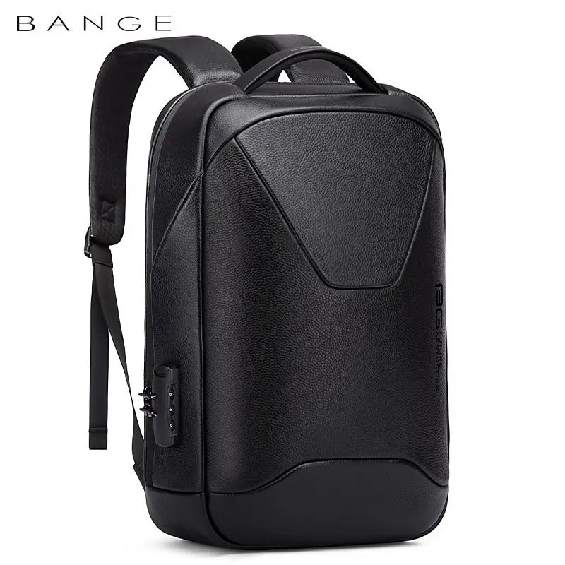 BANGE Leather Anti Theft Waterproof Laptop Backpack 15.6 Inch Daily Work Business Backpack School Back Pack Mochila for Male