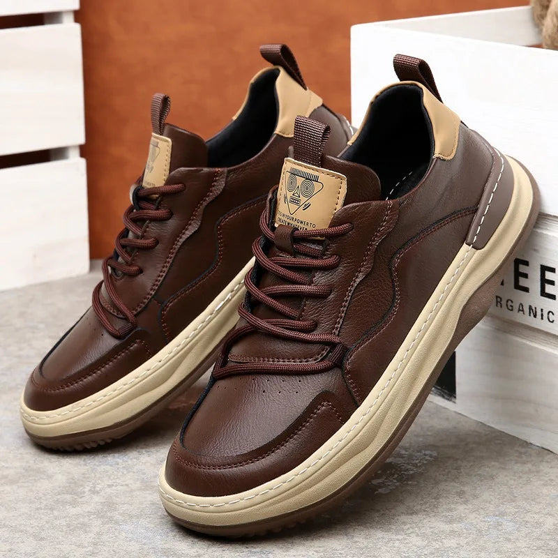 business man shoes leather black white platform men's sneakers and casual shoes high quality designer luxury shoes heren schoene